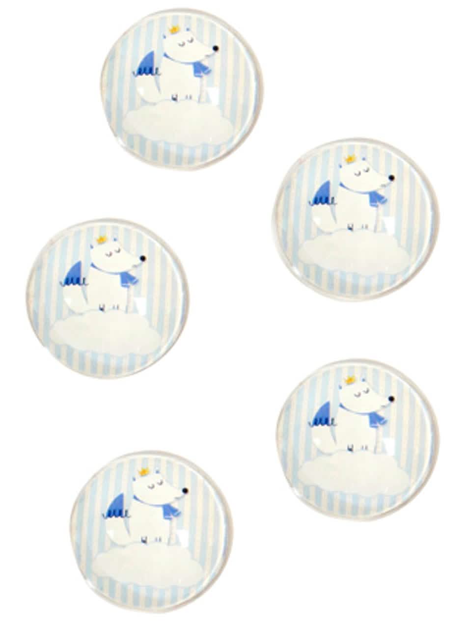 Pastilhas decorativas de vidro raposa para baby shower às riscas azuis
