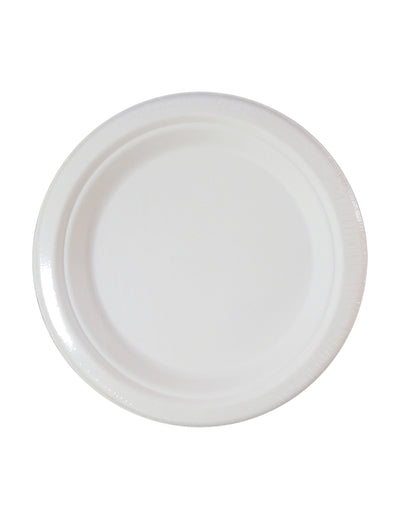 Assiettes en fibre de canne compostables pour fête blanches