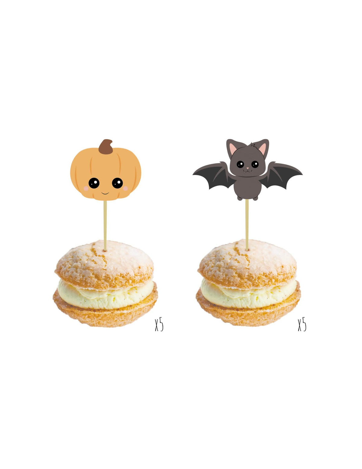 Palitos de madeira abóbora e morcego para halloween cor de laranja e cinzento