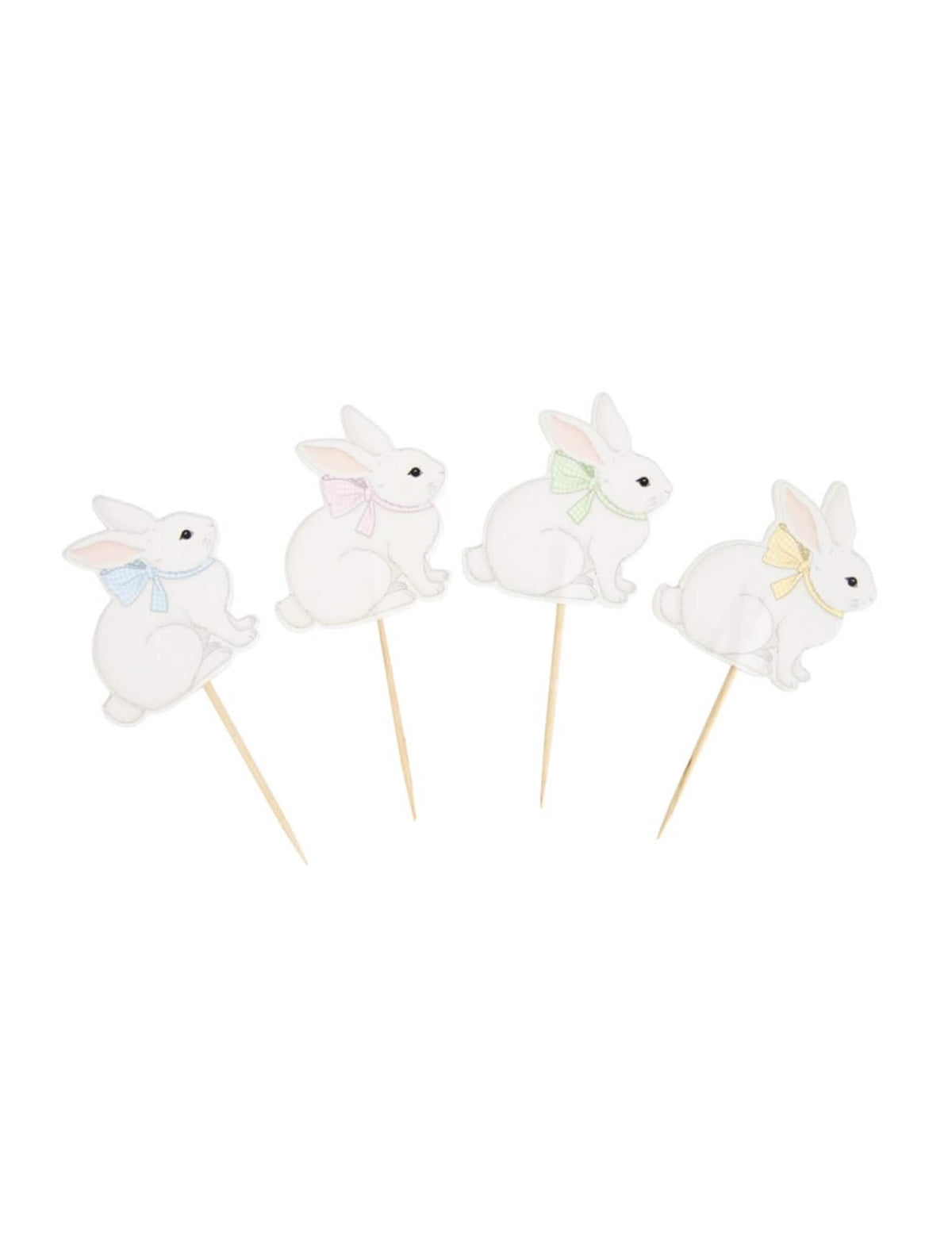Pics à cocktail Mon Lapin pour fête blanc avec nœuds pastel
