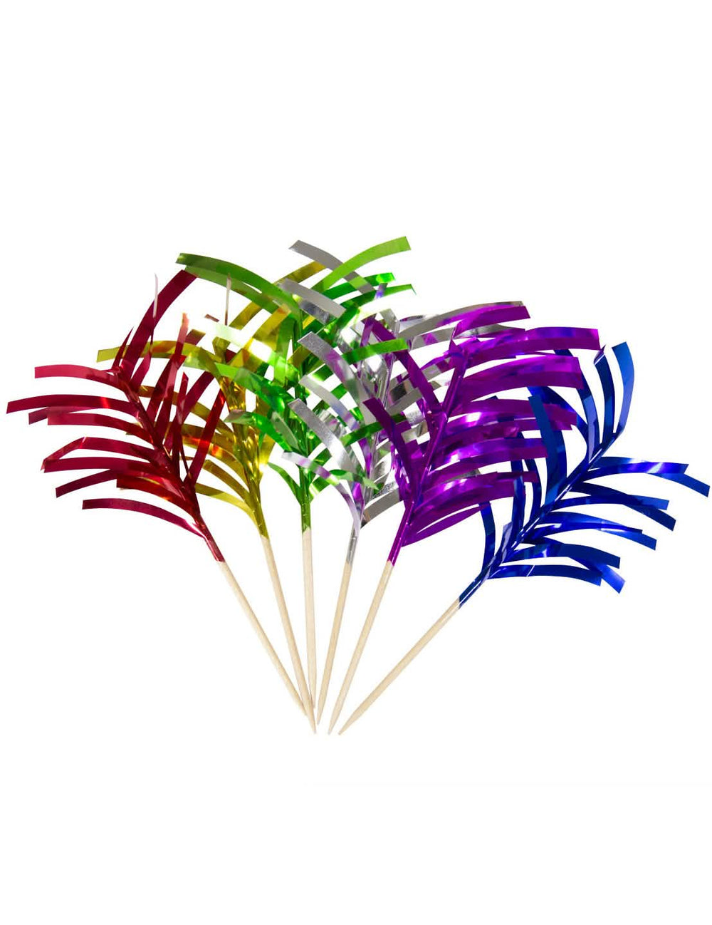 Pics apéritifs palmiers métalliques pour cocktail multicolores