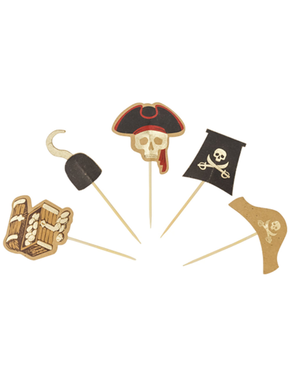 Pics recto verso pirate pour fête marron et noir à motifs variés
