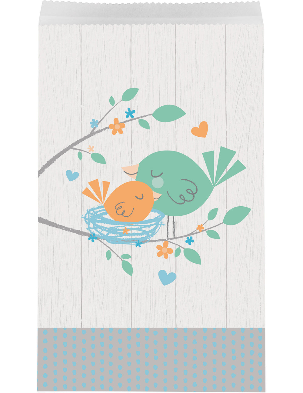 Sachets en papier Hello Baby pour bébé bleus avec motif oiseaux et nid