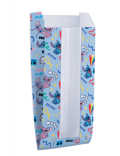 Sacs en papier avec fenêtre Stitch pour enfant bleus à motifs Stitch et Angel