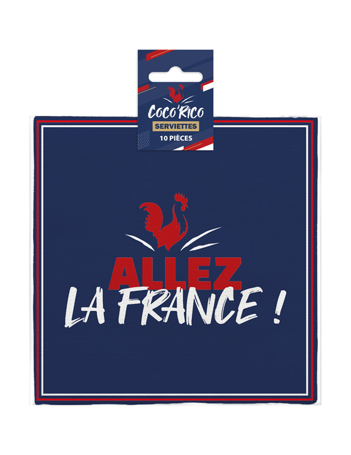 Vue de l'emballage des serviettes en papier Allez la France