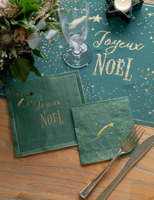 10 guardanapos Estrela Cadente verde abeto 33 x 33 cm