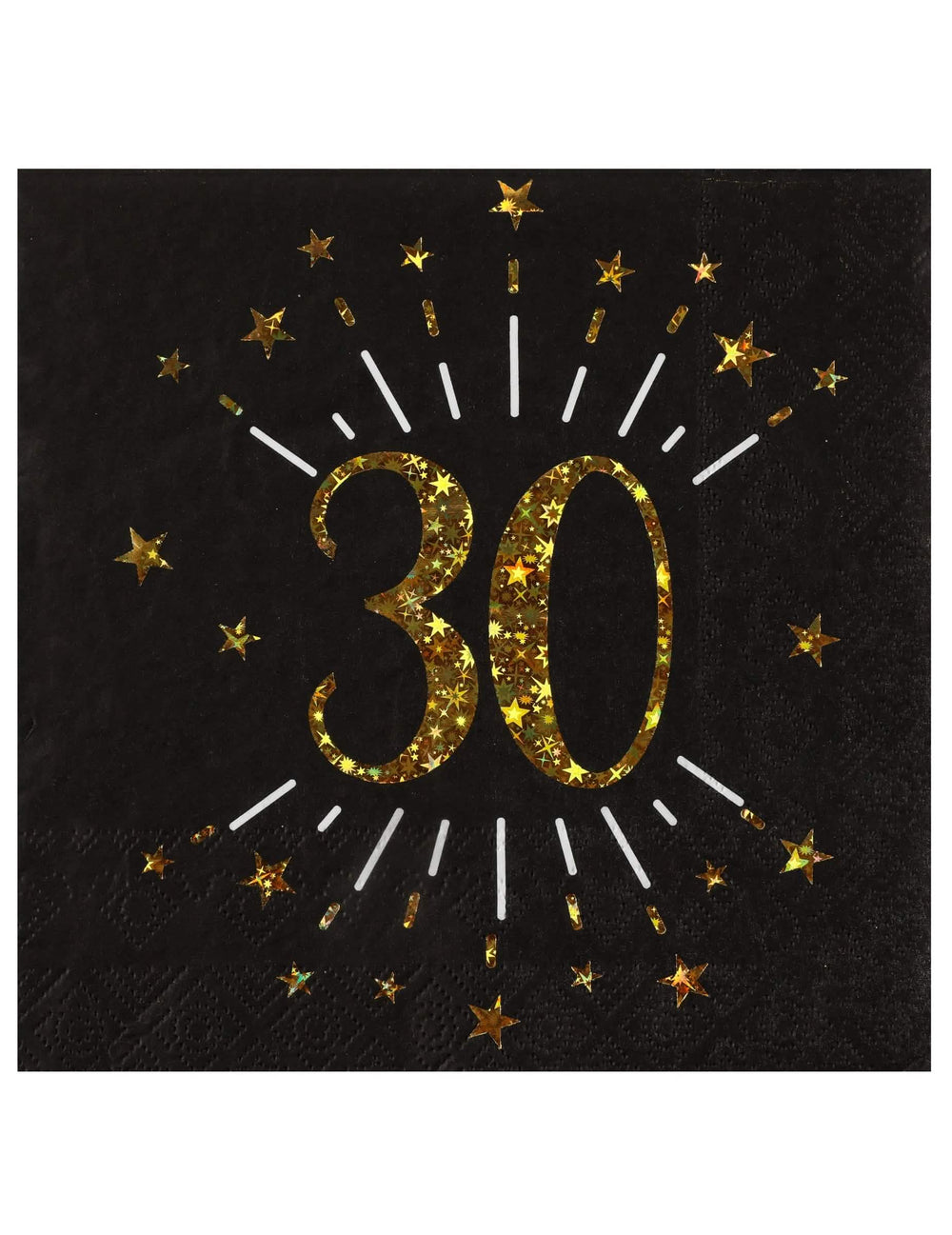 Guardanapos de papel parabéns 30 para adulto preto e dourado com estrelas