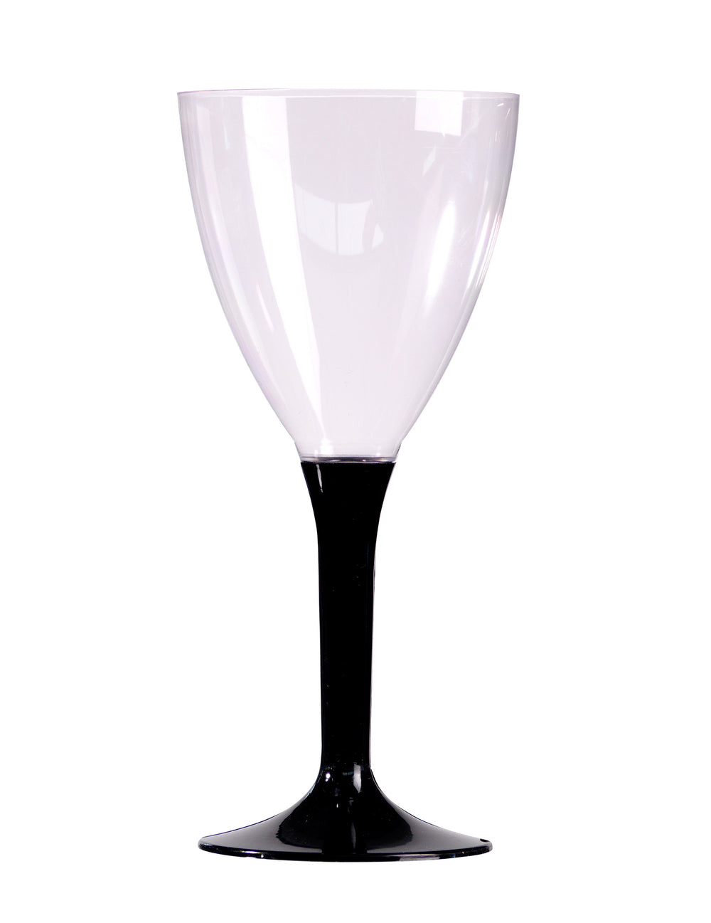 Verre à vin en plastique pour fête transparent avec pied noir