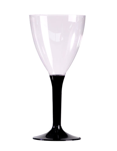 Verre à vin en plastique pour fête transparent avec pied noir