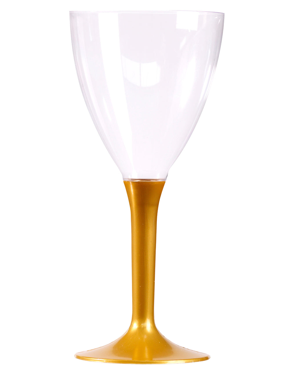 Verre à vin avec pied or transparent et doré