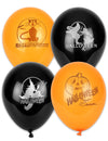 Ballons Halloween pour décoration noirs et oranges avec motifs de chat fantômes sorcière et citrouille