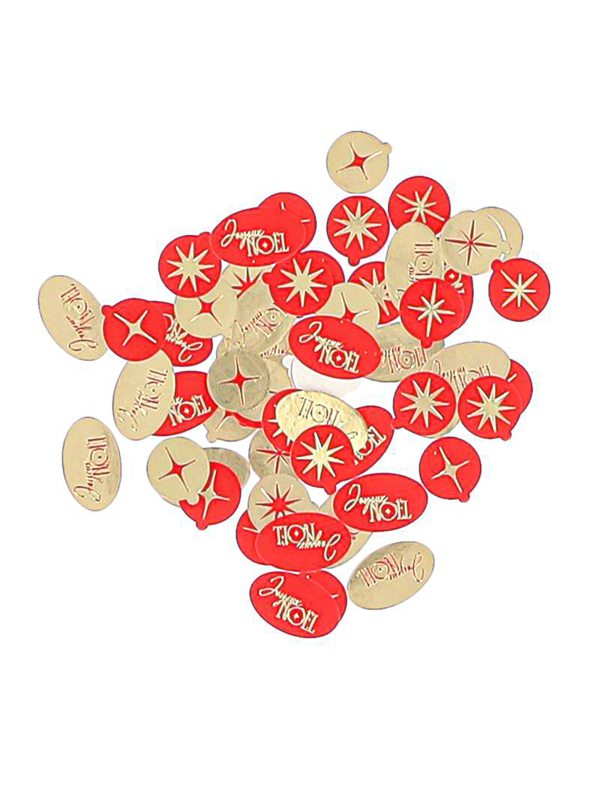 100 confetis Feliz Natal intemporal vermelho e dourado de 1 a 2 cm