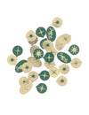 100 confetis Feliz Natal atemporal verde e dourado de 1 a 2 cm