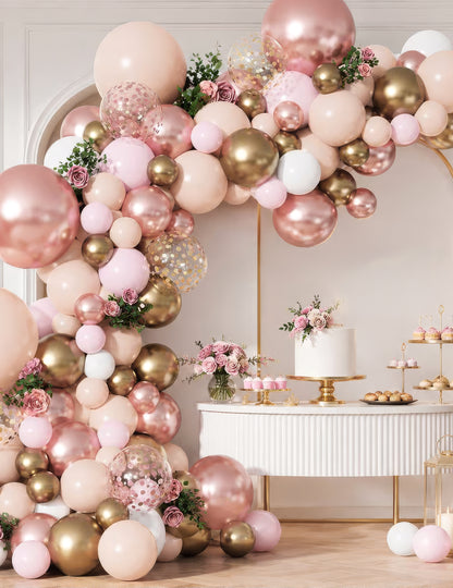 100 mini balões de látex metalizados ouro rosa 13cm para festa
