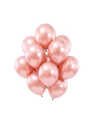 100 mini balões de látex metalizados ouro rosa 13cm para festa