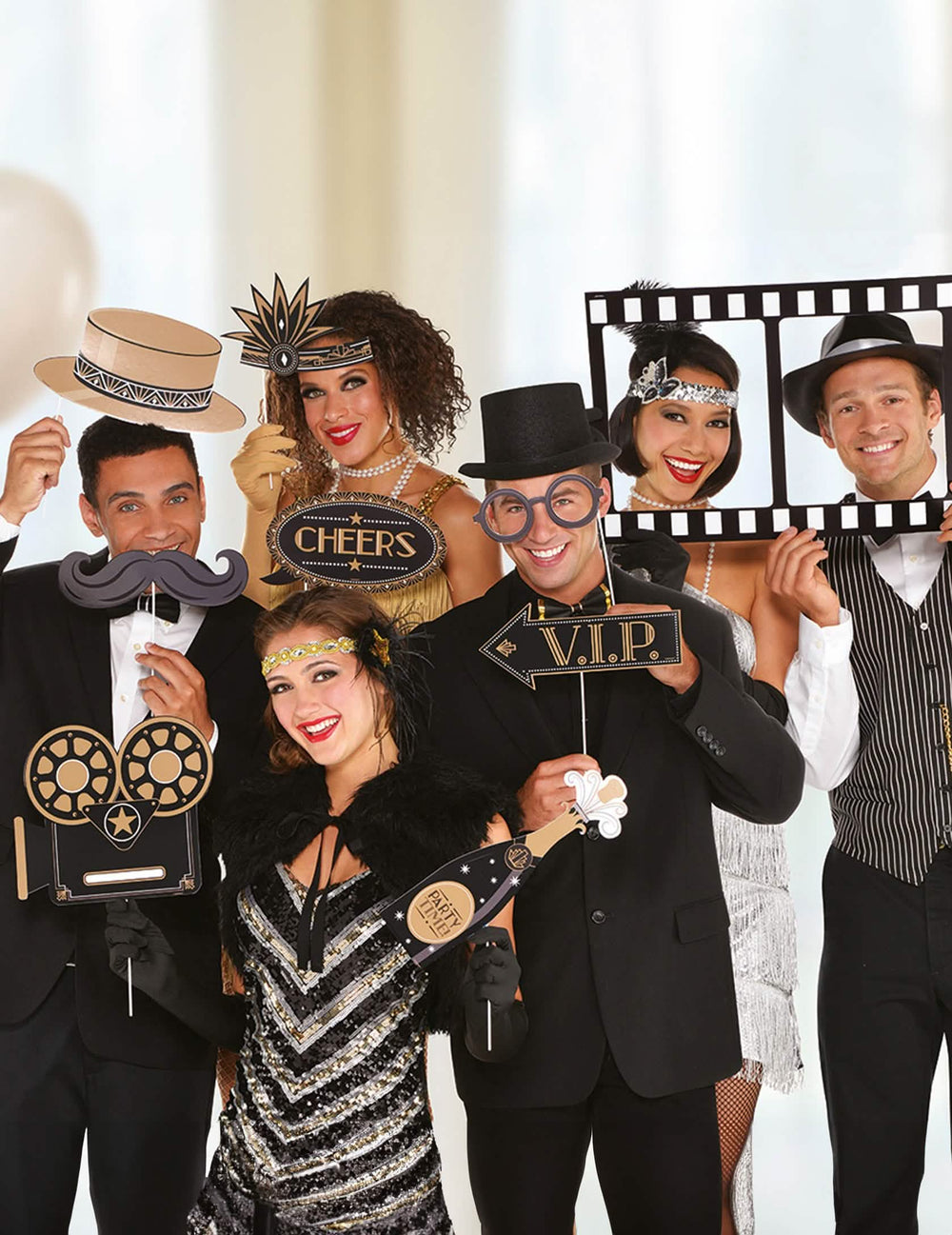 Cenário dos 12 acessórios para photobooth hollywood anos loucos e cinema