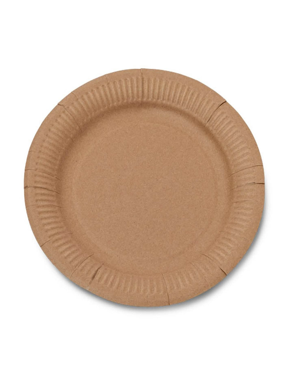 Detalhe da borda dos pratos de cartão kraft castanho recicláveis