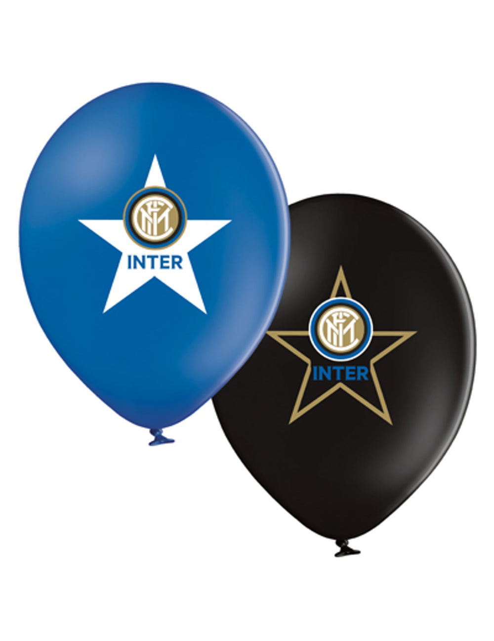 Ballons en latex Inter pour fête bleus et noirs avec logo