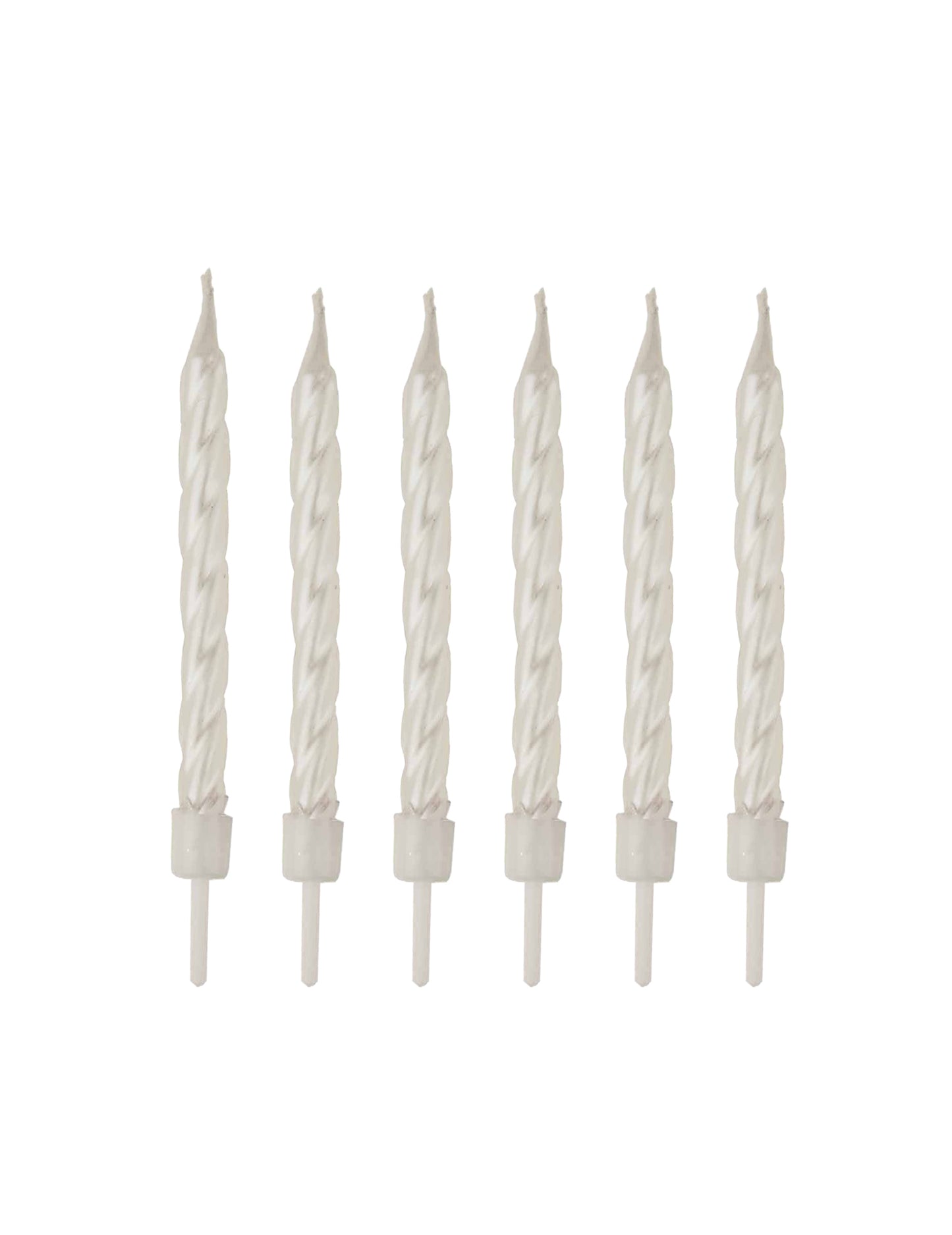 Bougies d'anniversaire spirales pour gâteau blanches nacrées