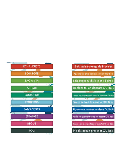 Détail des textes et défis des 10 bracelets défis humoristique pour adulte