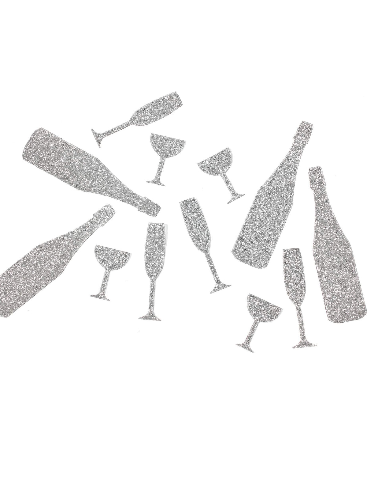 confettis de mesa champagne prateados copos e flutes