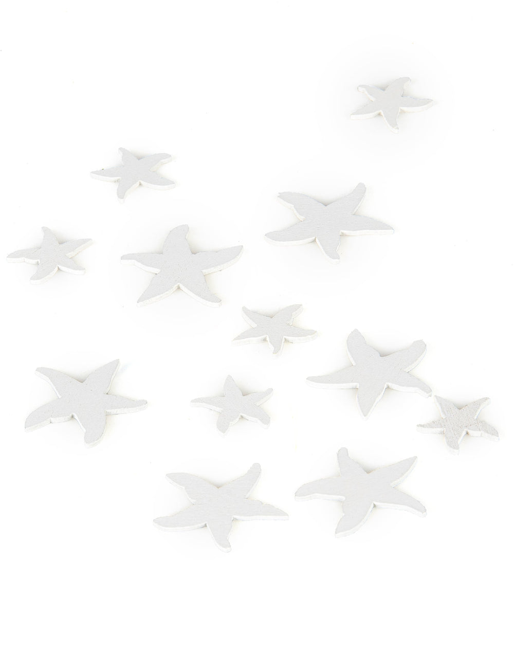 Vue d'ensemble des confettis en bois étoiles de mer thème marin