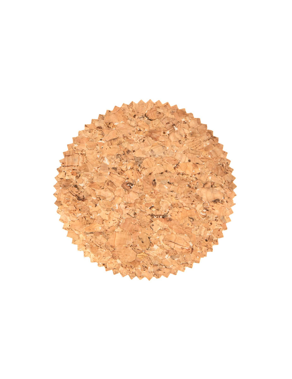 Grande plano de um confetti redondo em cortiça para decoração de mesa