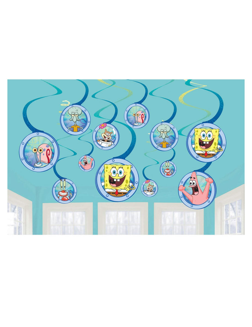 Decorações para pendurar Bob Esponja para criança azuis em espiral