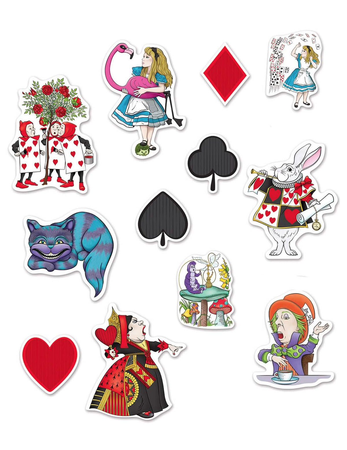 12 Decorações em cartão Alice no país das seleções de futebol para festa multicoloridas