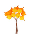 12 Mini abóboras com haste em veludo laranja 13 cm