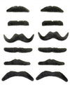 Lot de 12 moustaches noires de styles variés