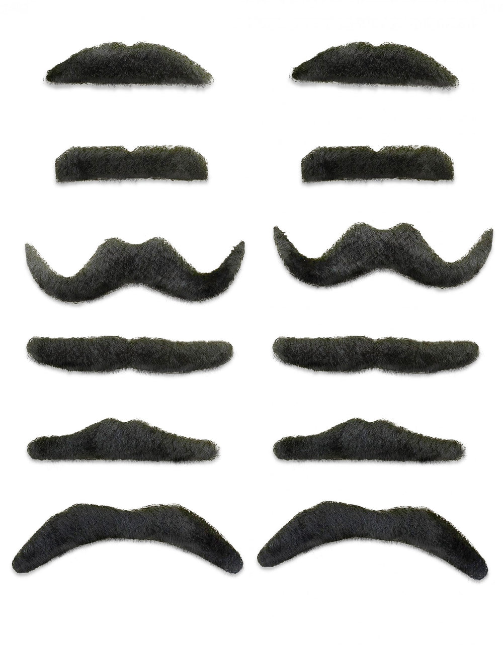 Lot de 12 moustaches noires de styles variés