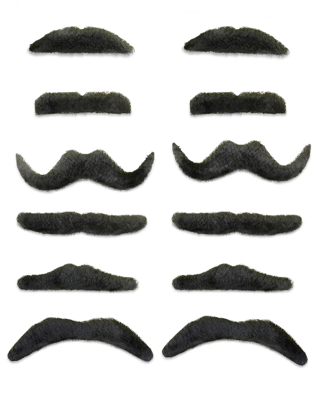 Lot de 12 moustaches noires de styles variés