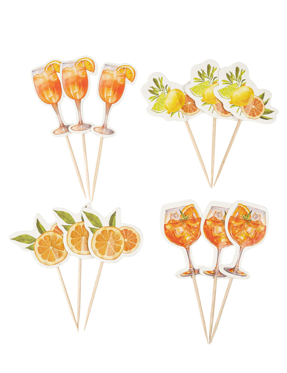 Picots fizz de citrinos para cocktails, papel creme, cor de laranja e amarelo
