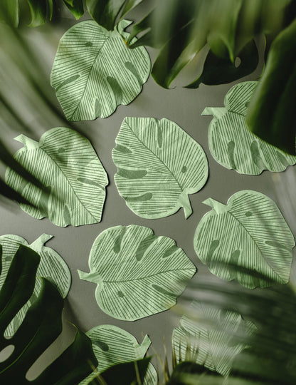 12 guardanapos de papel folha de monstera verdes 29,1 x 36 cm
