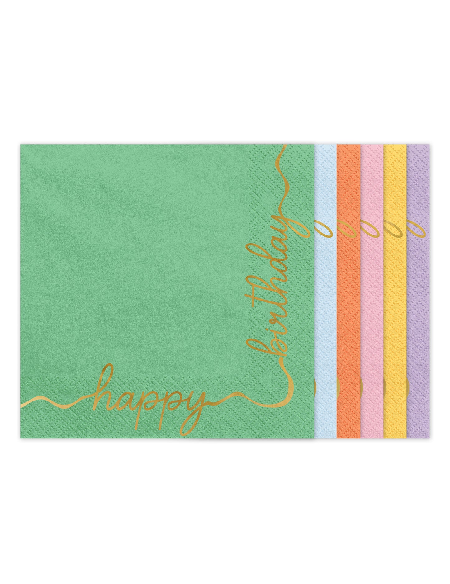 12 Guardanapos de papel Happy Birthday pastel e ouro 33 × 33 cm