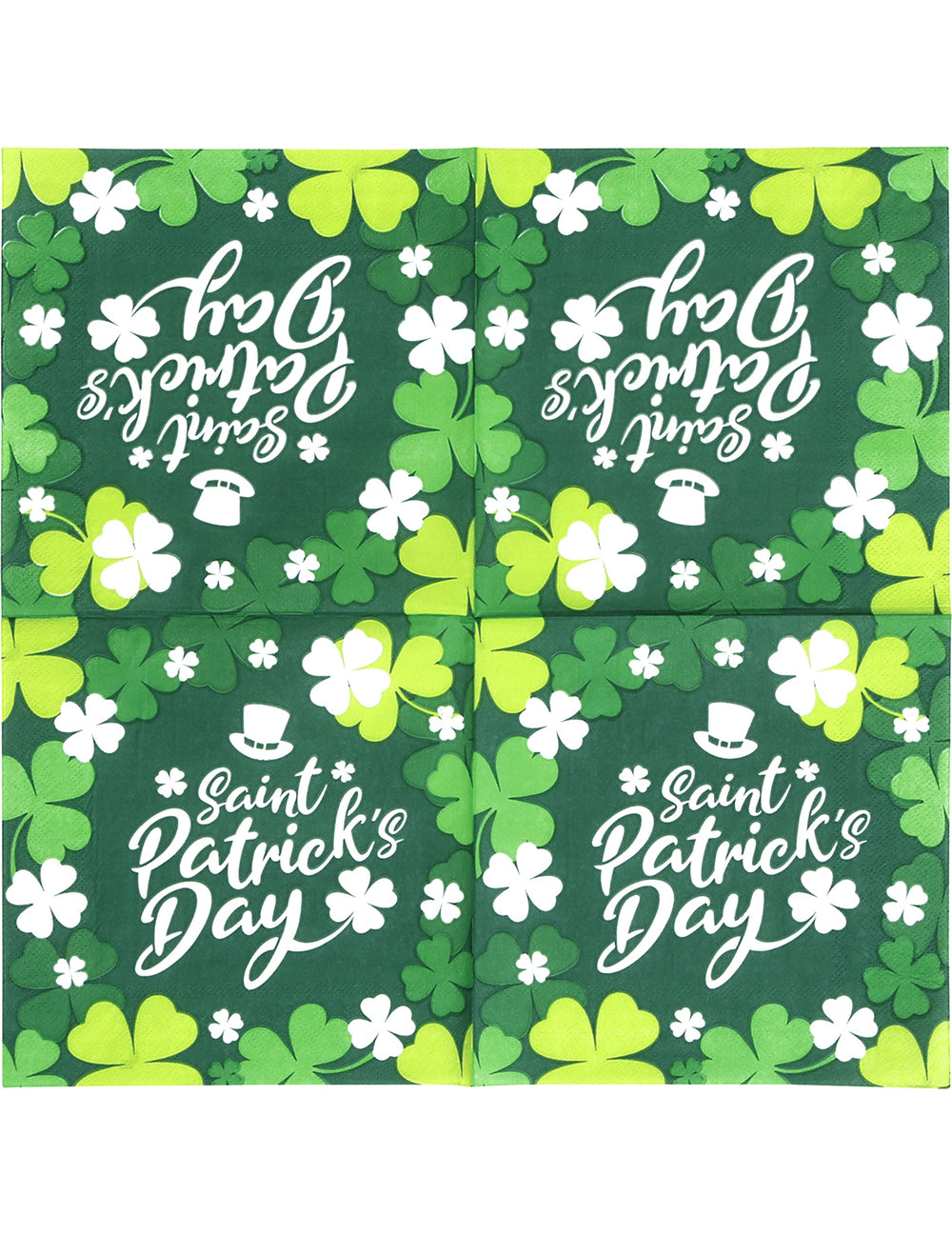 Vue dépliée des serviettes Saint Patrick