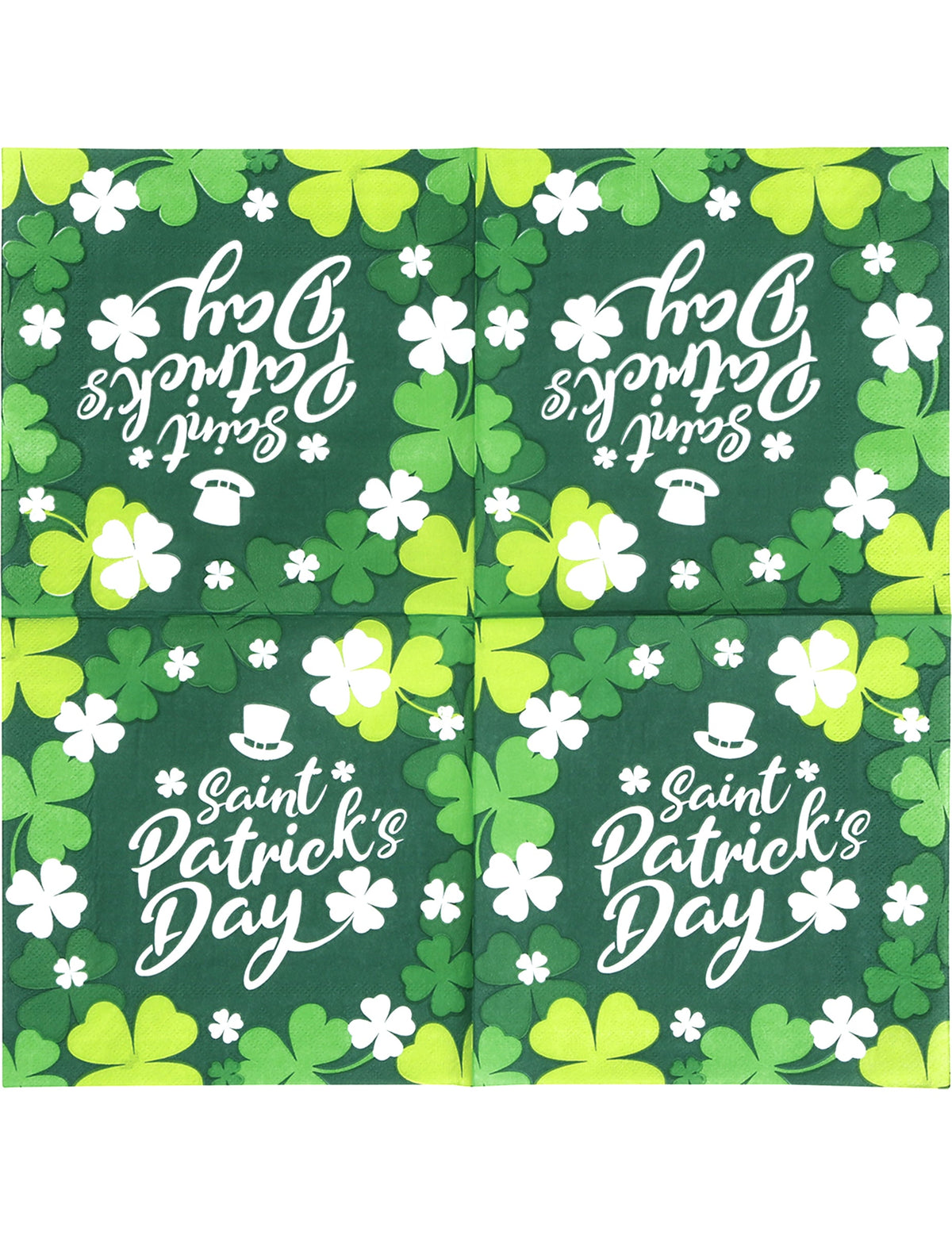 Vue dépliée des serviettes Saint Patrick