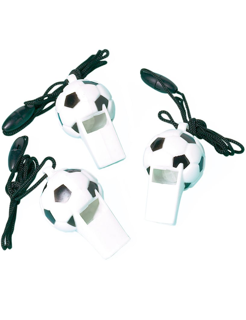 Sifflets Championship Soccer pour enfant blanc et noir avec cordon