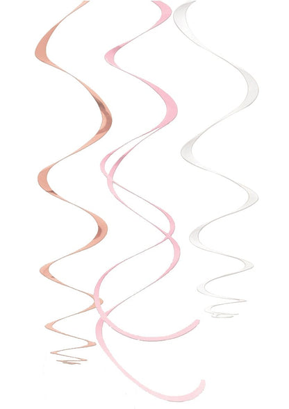 Suspensions à spirale pour fête rose gold rose et blanc en plastique