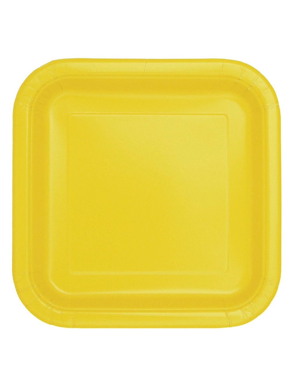 pratos quadrados em cartão para buffet festivo amarelo fluo