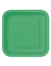 Assiettes en carton vert émeraude carrées pour fête