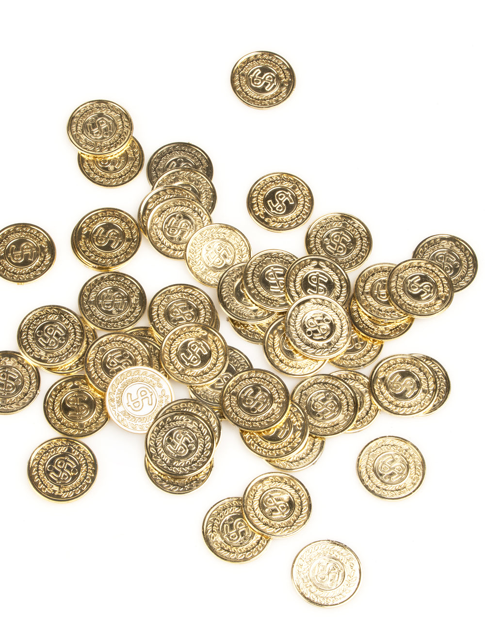 Fausses pièces de monnaie dollar pour fête dorées lot de 144