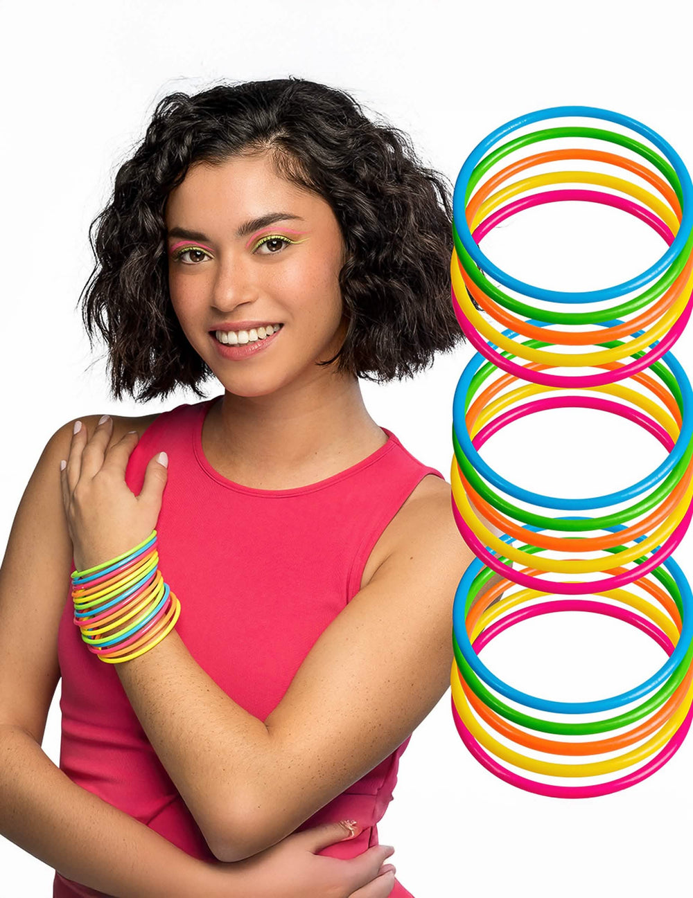 15 Bracelets multicolores fluorescentes para mulher néon