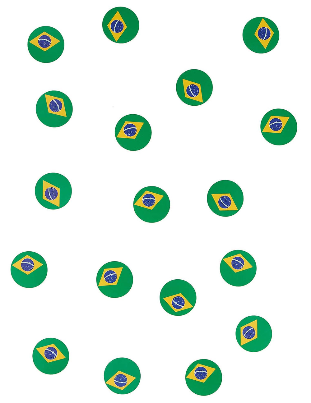 Vista geral dos confettis de mesa bandeira do Brasil