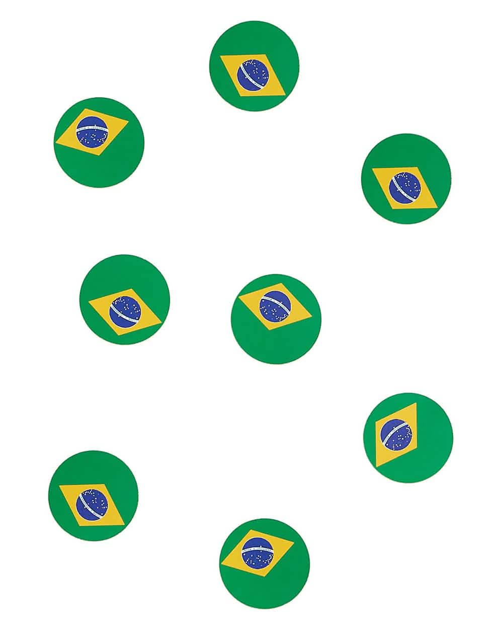 confettis de mesa bandeira do Brasil verdes e amarelos redondos