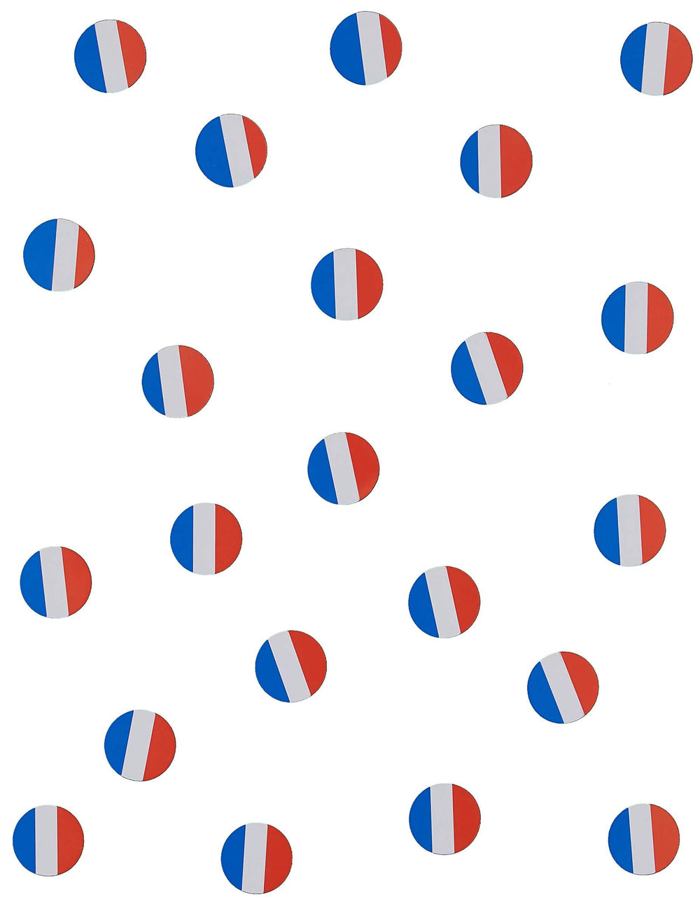 Detalhe do motivo dos confettis de mesa bandeira frança
