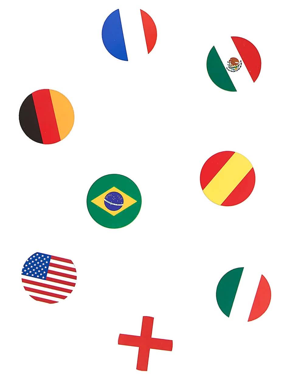 confettis de mesa drapeau multi-nations para festa multicolores ronds