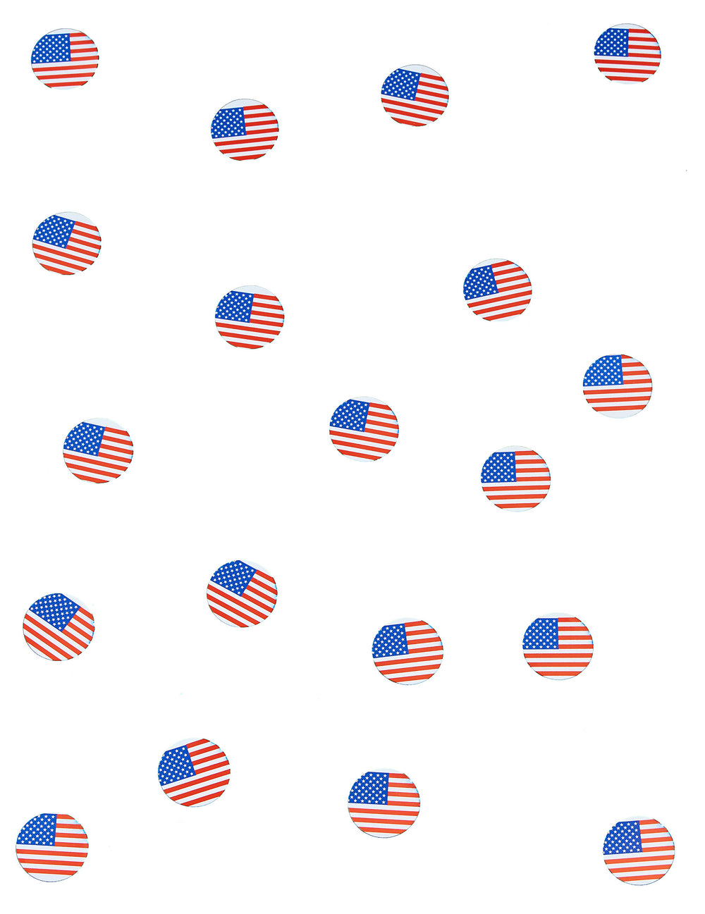 Vue d'ensemble de la répartition des confettis de table drapeau USA