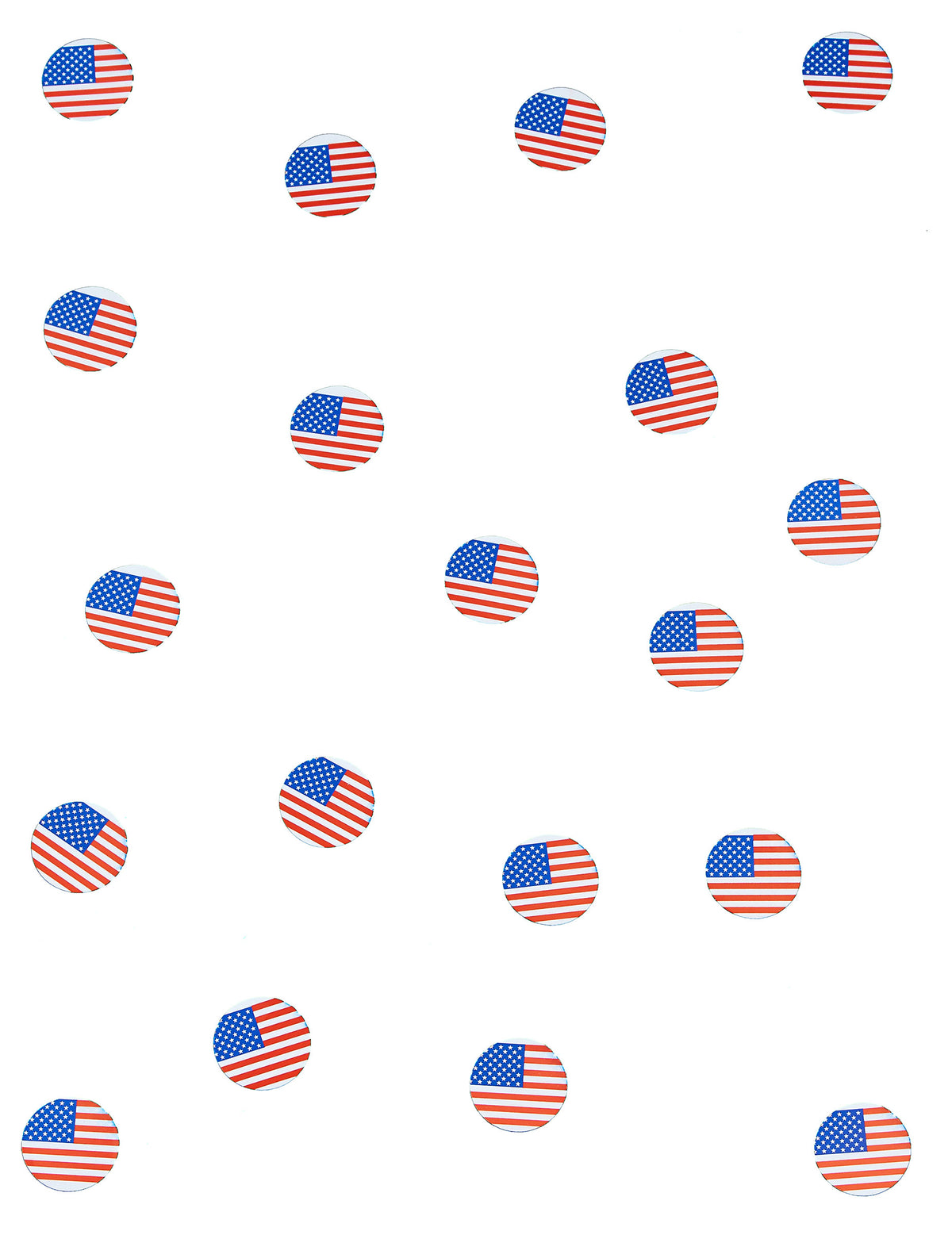 Vue d'ensemble de la répartition des confettis de table drapeau USA